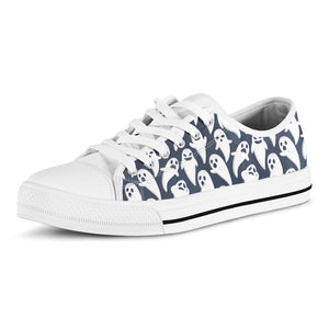 Halloween Ghost Pattern Print White Low Top Sneakers