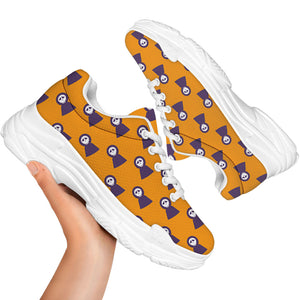 Halloween Grim Reaper Pattern Print White Chunky Shoes