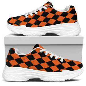 Halloween Harlequin Pattern Print White Chunky Shoes
