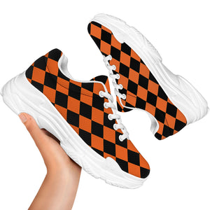 Halloween Harlequin Pattern Print White Chunky Shoes