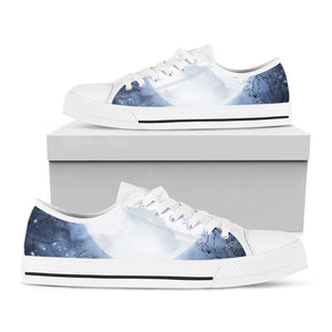 Halloween Moonlight Print White Low Top Sneakers