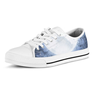 Halloween Moonlight Print White Low Top Sneakers