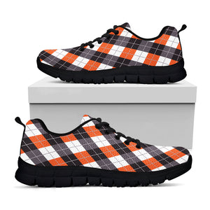Halloween Party Argyle Pattern Print Black Running Shoes
