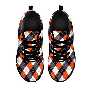 Halloween Party Argyle Pattern Print Black Running Shoes