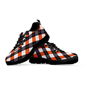 Halloween Party Argyle Pattern Print Black Running Shoes