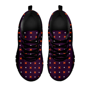 Halloween Plus And Cross Pattern Print Black Running Shoes