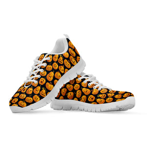 Halloween Pumpkin Jack-O'-Lantern Print White Running Shoes