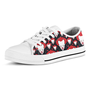 Halloween Scary Clown Pattern Print White Low Top Sneakers