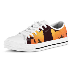 Halloween Walking Zombie Print White Low Top Sneakers