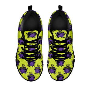 Halloween Witch Cauldron Pattern Print Black Running Shoes