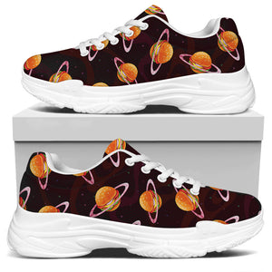 Hamburger Planet Pattern Print White Chunky Shoes