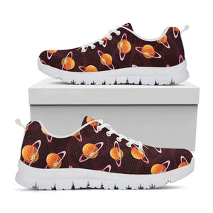 Hamburger Planet Pattern Print White Running Shoes
