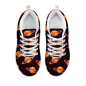 Hamburger Planet Pattern Print White Running Shoes