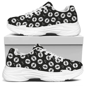 Hand Drawn Vinyl Record Pattern Print White Chunky Shoes