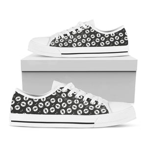Hand Drawn Vinyl Record Pattern Print White Low Top Sneakers