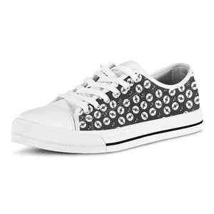 Hand Drawn Vinyl Record Pattern Print White Low Top Sneakers