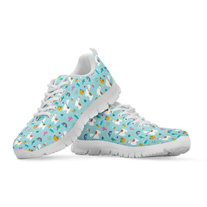 Happy Llama And Cactus Pattern Print White Running Shoes