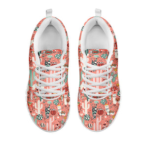 Happy Llama Pattern Print White Running Shoes