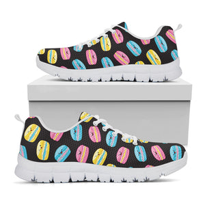 Happy Macarons Pattern Print White Running Shoes