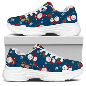 Happy Santa Claus Pattern Print White Chunky Shoes