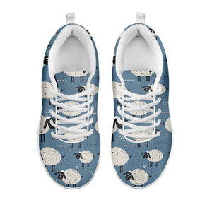 Happy Sheep Pattern Print White Running Shoes