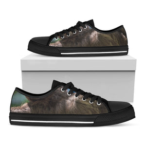 Happy Sloth Print Black Low Top Sneakers