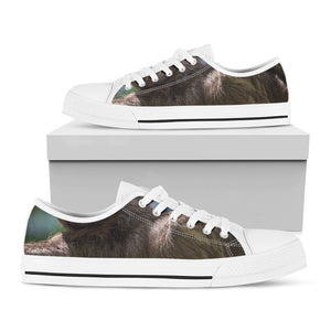 Happy Sloth Print White Low Top Sneakers