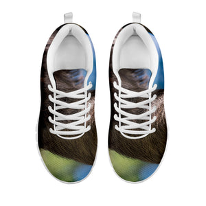 Happy Sloth Print White Running Shoes