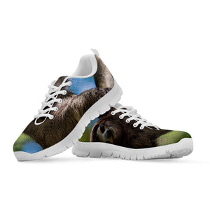 Happy Sloth Print White Running Shoes