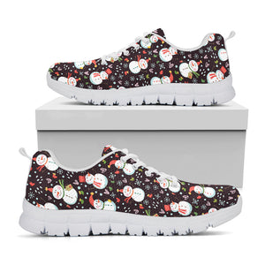 Happy Snowman Pattern Print White Running Shoes