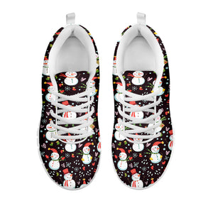 Happy Snowman Pattern Print White Running Shoes