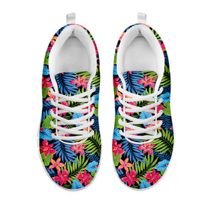 Hawaiian Floral Pattern Print White Running Shoes