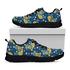 Hawaiian Tiki Pattern Print Black Running Shoes