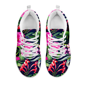 Hawaiian Tropical Birds Pattern Print White Running Shoes
