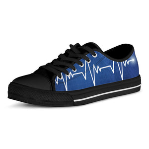 Heartbeat Cardiogram Print Black Low Top Sneakers