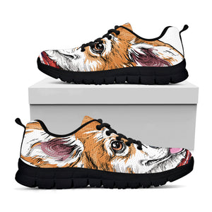Hipster Pembroke Welsh Corgi Print Black Running Shoes