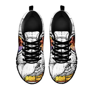 Hipster Pug Print Black Running Shoes