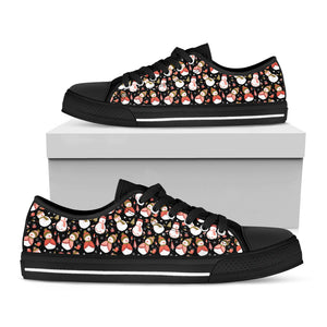 Holiday Snowman Pattern Print Black Low Top Sneakers
