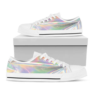 Holographic Art Print White Low Top Sneakers