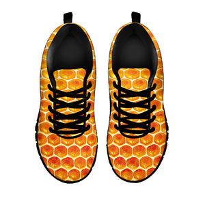 Honey Bee Hive Print Black Running Shoes