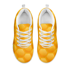 Honeycomb Pattern Print White Running Shoes