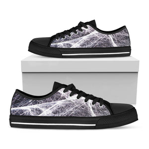 Horror Cobweb Print Black Low Top Sneakers