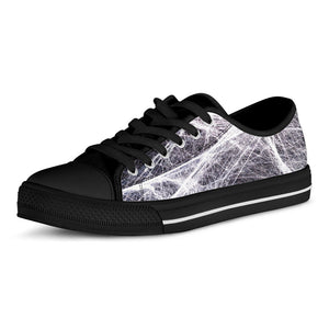 Horror Cobweb Print Black Low Top Sneakers