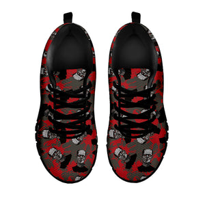 Horror Frankenstein Pattern Print Black Running Shoes