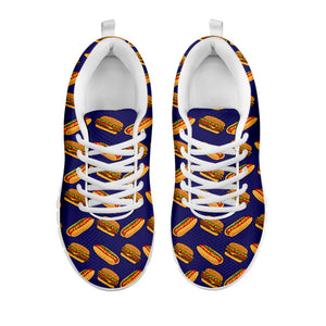 Hot Dog And Hamburger Pattern Print White Running Shoes