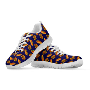 Hot Dog And Hamburger Pattern Print White Running Shoes