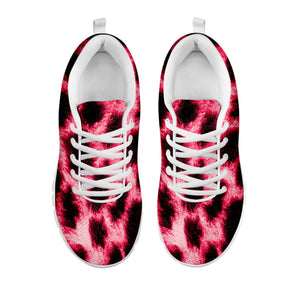 Hot Pink And Black Cheetah Print White Running Shoes