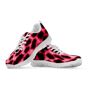 Hot Pink And Black Cheetah Print White Running Shoes