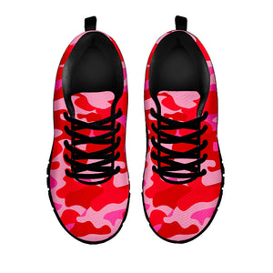 Hot Pink Camouflage Print Black Running Shoes