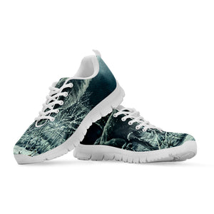 Howling Snowy Wolf Painting Print White Running Shoes